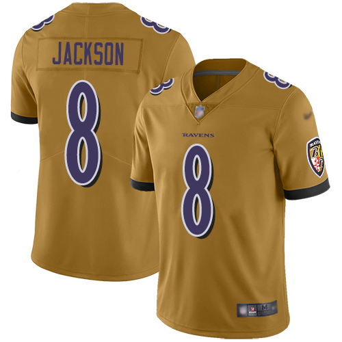 Baltimore Ravens Limited Gold Men Lamar Jackson Jersey NFL Football 8 Inverted Legend
